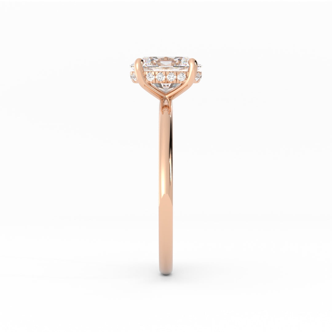 10K Rose Gold, High Polish, Moissanite Center, Moissanite Melee, size:5.75, Engagement Ring