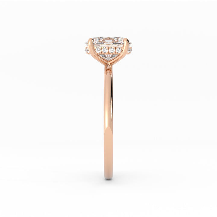 10K Rose Gold, High Polish, Moissanite Center, Moissanite Melee, size:5.75, Engagement Ring