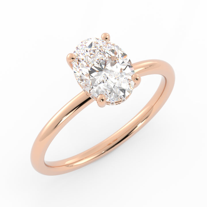 10K Rose Gold, High Polish, Moissanite Center, Moissanite Melee, size:5.75, Engagement Ring