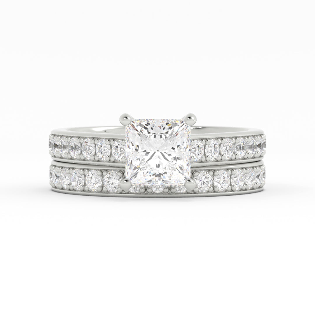 Final Payment 95/5 Platinum, High Polish, Customer Diamond Center, Lab Grown Diamond Melee, Size: 6, Custom Engagement Ring and Wedding Band Set