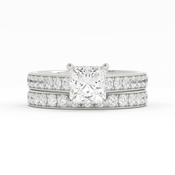 Final Payment 95/5 Platinum, High Polish, Customer Diamond Center, Lab Grown Diamond Melee, Size: 6, Custom Engagement Ring and Wedding Band Set