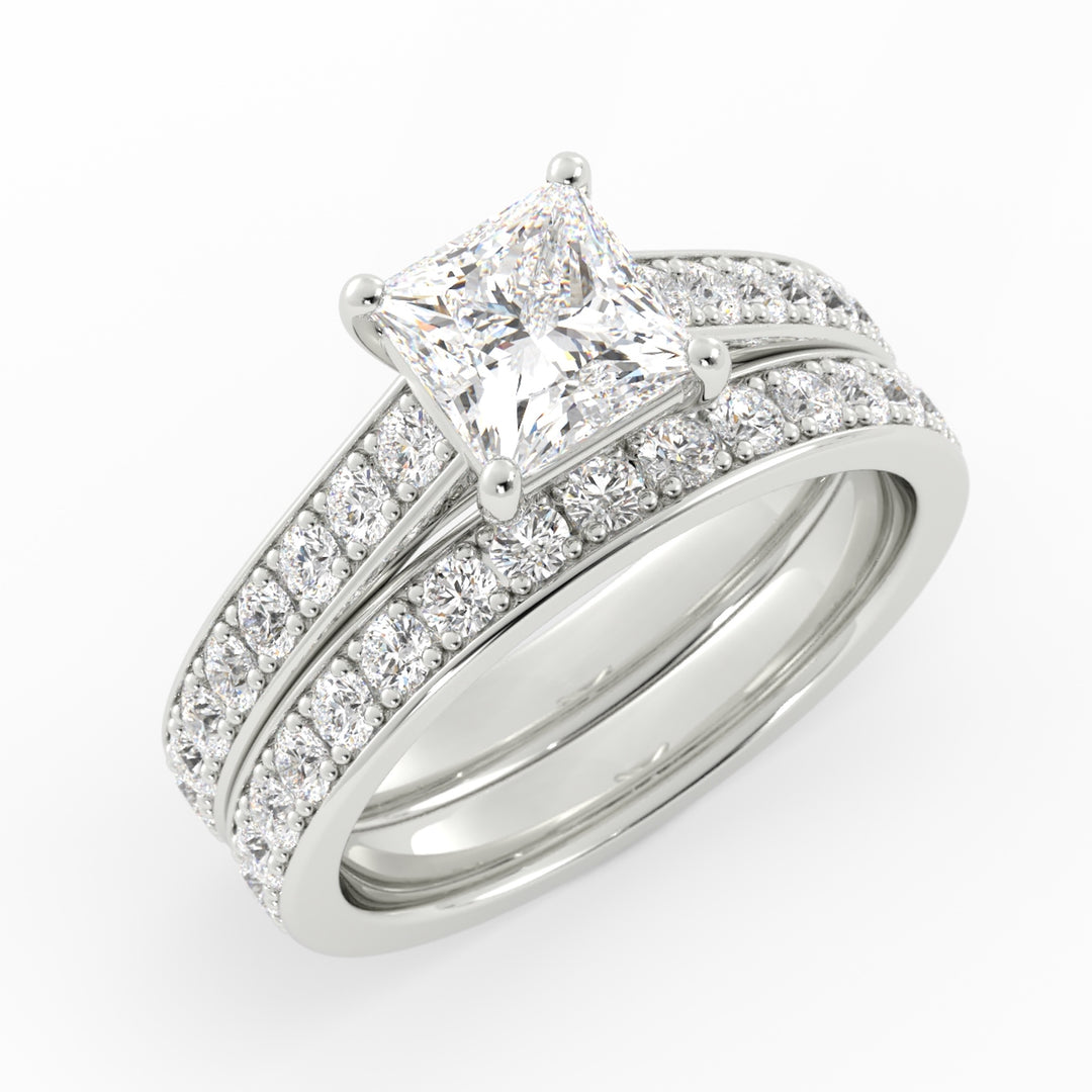Final Payment 95/5 Platinum, High Polish, Customer Diamond Center, Lab Grown Diamond Melee, Size: 6, Custom Engagement Ring and Wedding Band Set