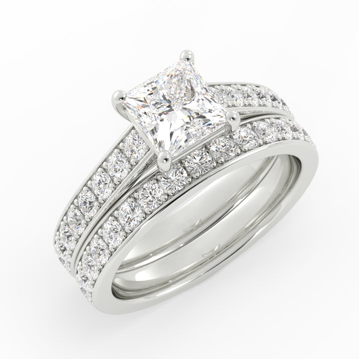 Final Payment 95/5 Platinum, High Polish, Customer Diamond Center, Lab Grown Diamond Melee, Size: 6, Custom Engagement Ring and Wedding Band Set