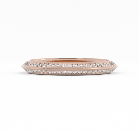 14K Rose Gold Round Double Knife Edge Natural Diamond Wedding Band