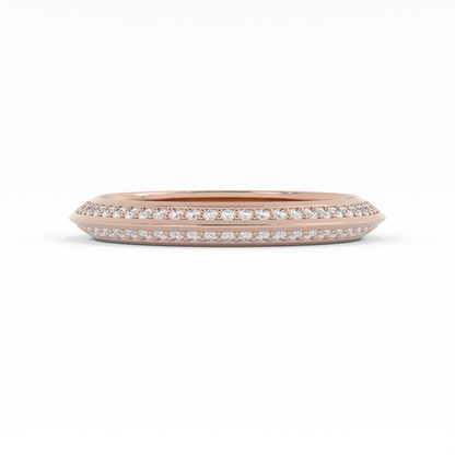 18K Rose Gold Round Double Knife Edge Natural Diamond Wedding Band