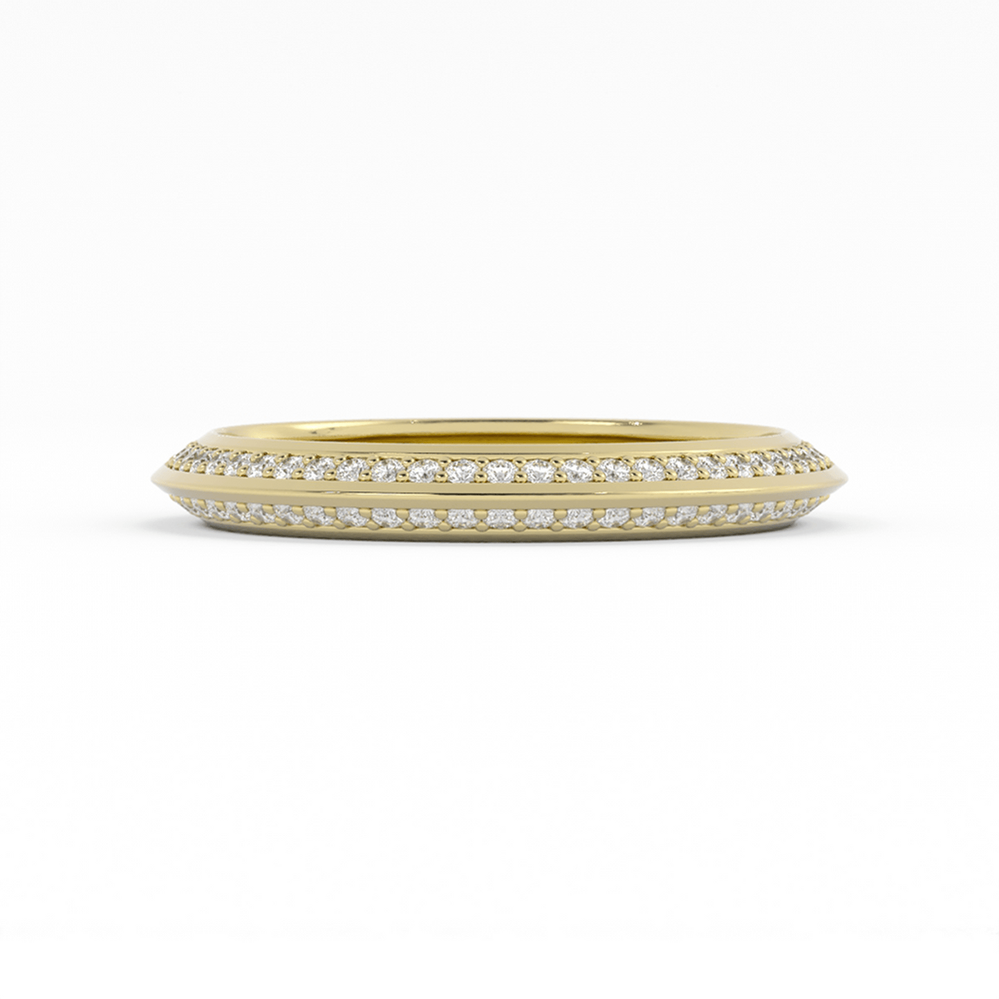 10K Yellow Gold Round Double Knife Edge Natural Diamond Wedding Band