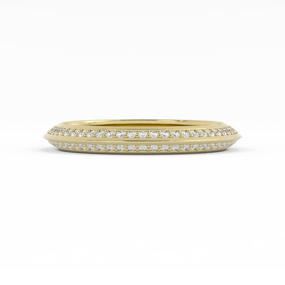 10K Yellow Gold Round Double Knife Edge Natural Diamond Wedding Band