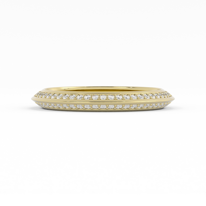 10K Yellow Gold Round Double Knife Edge Natural Diamond Wedding Band
