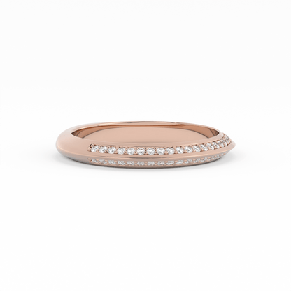 10K Rose Gold Round Double Knife Edge Natural Diamond Wedding Band