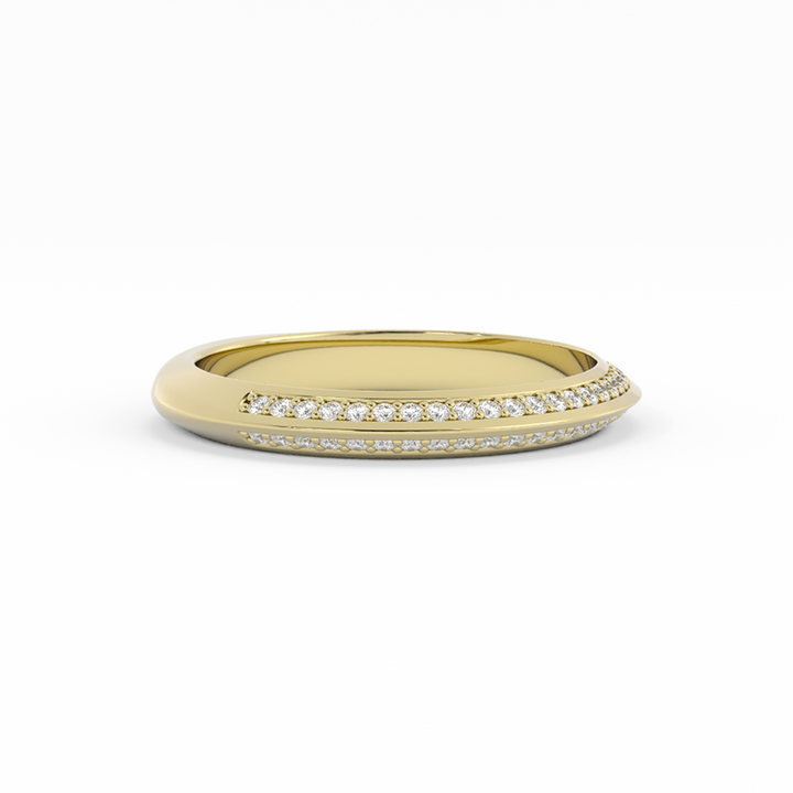 10K Yellow Gold Round Double Knife Edge Natural Diamond Wedding Band
