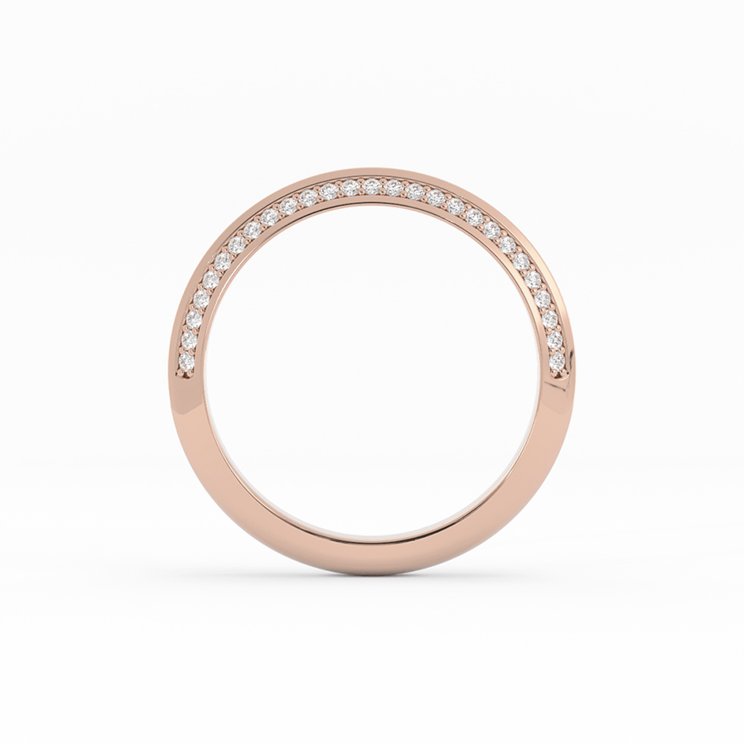 14K Rose Gold Round Double Knife Edge Natural Diamond Wedding Band