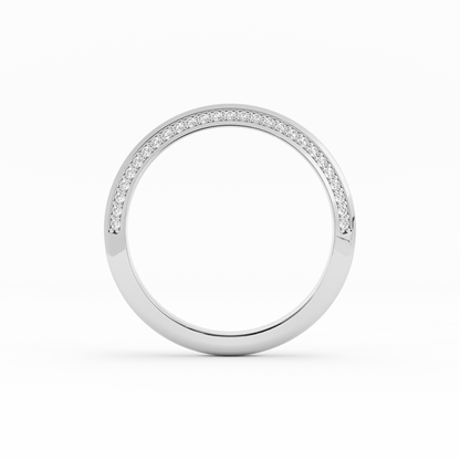 10K White Gold Round Double Knife Edge Natural Diamond Wedding Band