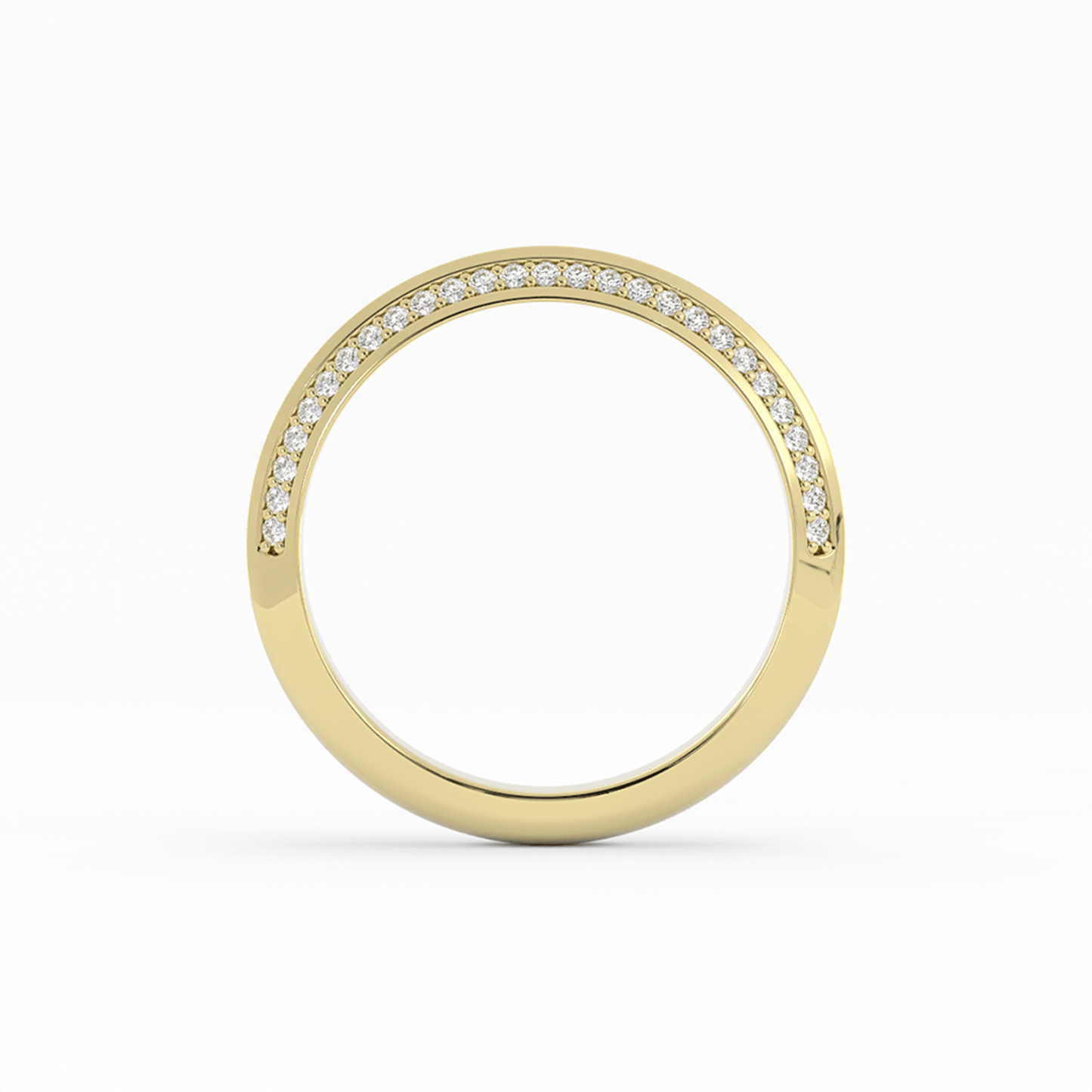 18K Yellow Gold Round Double Knife Edge Natural Diamond Wedding Band