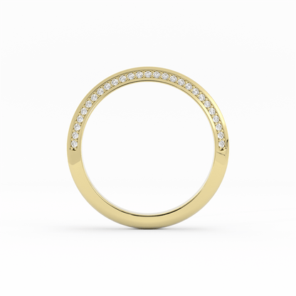 10K Yellow Gold Round Double Knife Edge Natural Diamond Wedding Band