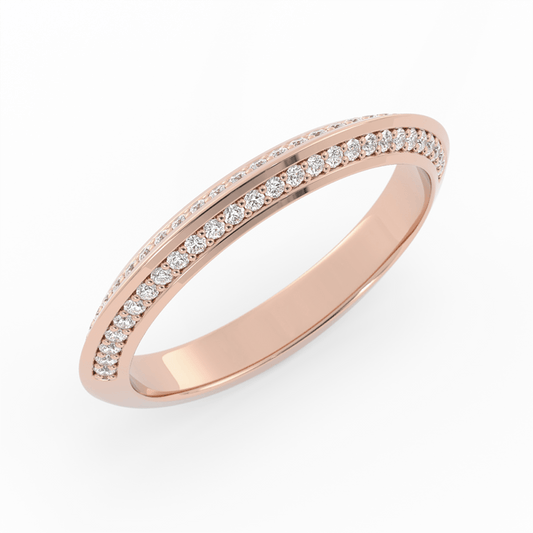 10K Rose Gold Round Double Knife Edge Natural Diamond Wedding Band