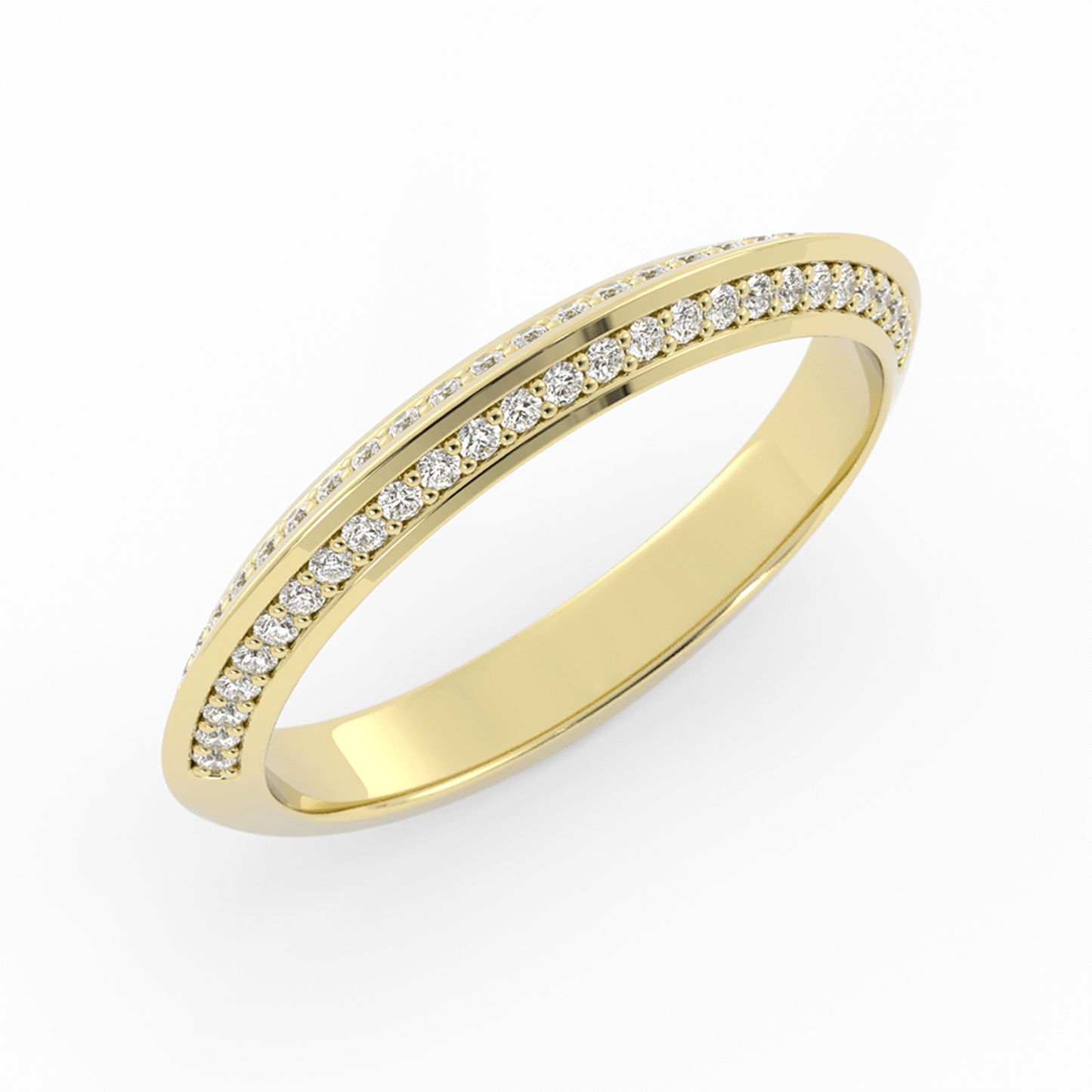 10K Yellow Gold Round Double Knife Edge Natural Diamond Wedding Band