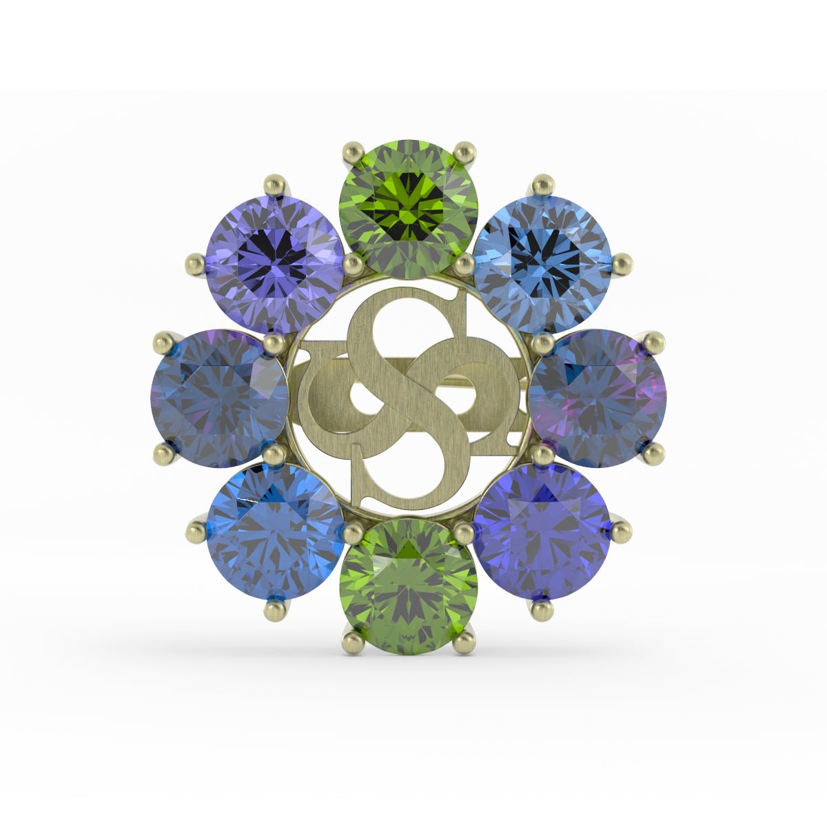 Sterling Silver Gemstone Custom Brooch