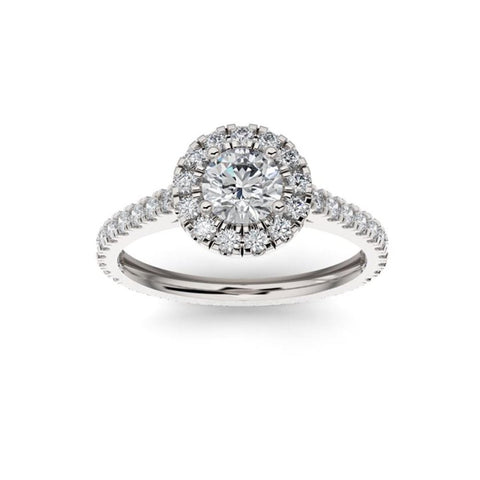0.5ct Lab Grown Diamond Pave Halo, Accent Platinum Engagement Ring