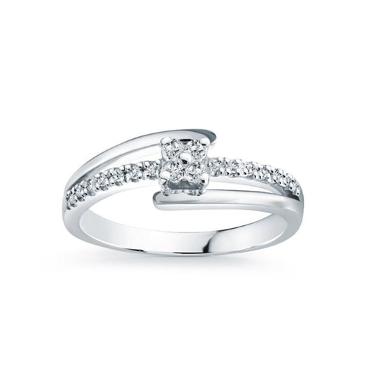 0.015ct Lab Grown Diamond Pave Accent 10K White Gold Engagement Ring