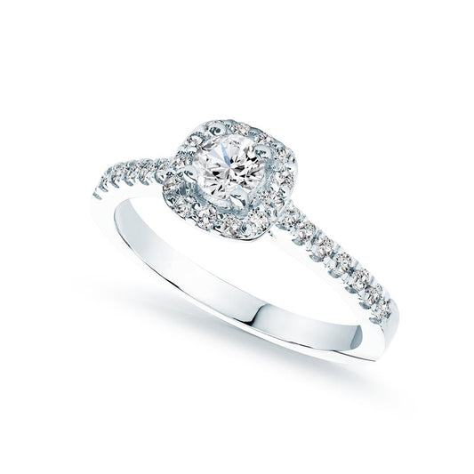 0.25ct Lab Grown Diamond Pave Square Halo 10K White Gold Engagement Ring