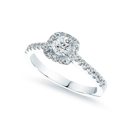 0.25ct Lab Grown Diamond Pave Square Halo 14K White Gold Engagement Ring