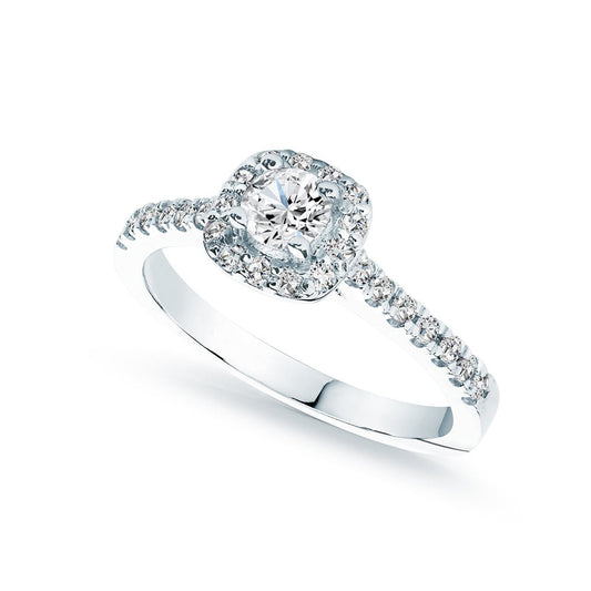 0.25ct Lab Grown Diamond Pave Square Halo 18K White Gold Engagement Ring