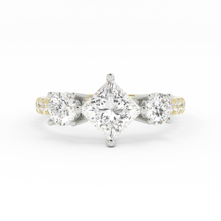 Final Payment, Sentimental 14K Yellow and 14K White Gold, Customer Diamond Center, Customer Diamond Melee, Custom Engagement Ring