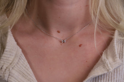 0.5ct Lab Grown Diamond Petite Emerald Cut Solitaire 14K Yellow Gold Necklace