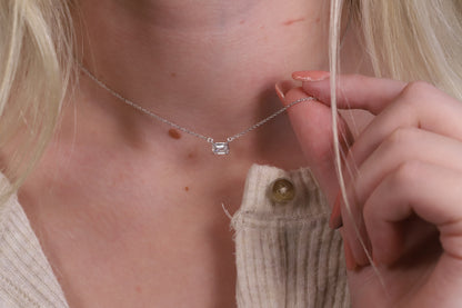 0.5ct Lab Grown Diamond Petite Emerald Cut Solitaire 14K Yellow Gold Necklace