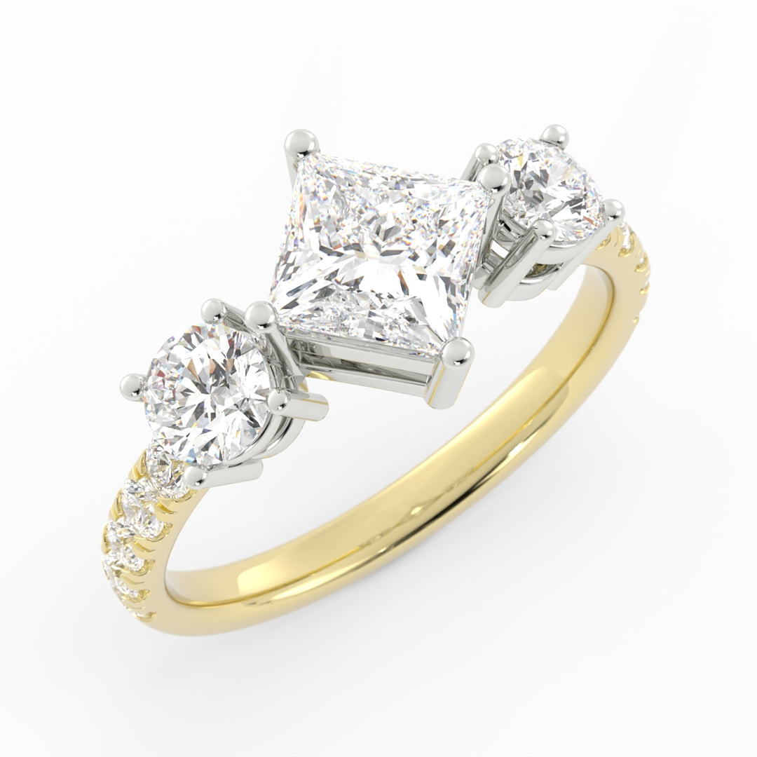 50% Down Payment, Sentimental 14K Yellow and 14K White Gold, Customer Diamond Center, Customer Diamond Melee, Custom Engagement Ring