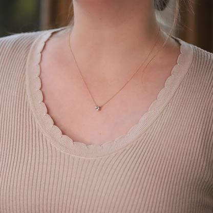 0.5ct Lab Grown Diamond Round Bezel Solitiare 14K Rose Gold Necklace