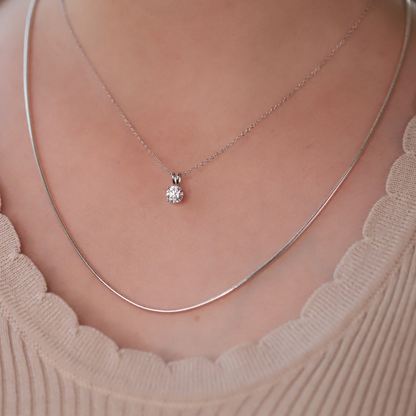 18K White Gold Plated Moissanite Pendant Necklace