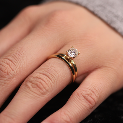 1.09ct Moissanite Oval Solitaire 10K Yellow Gold Engagement Ring