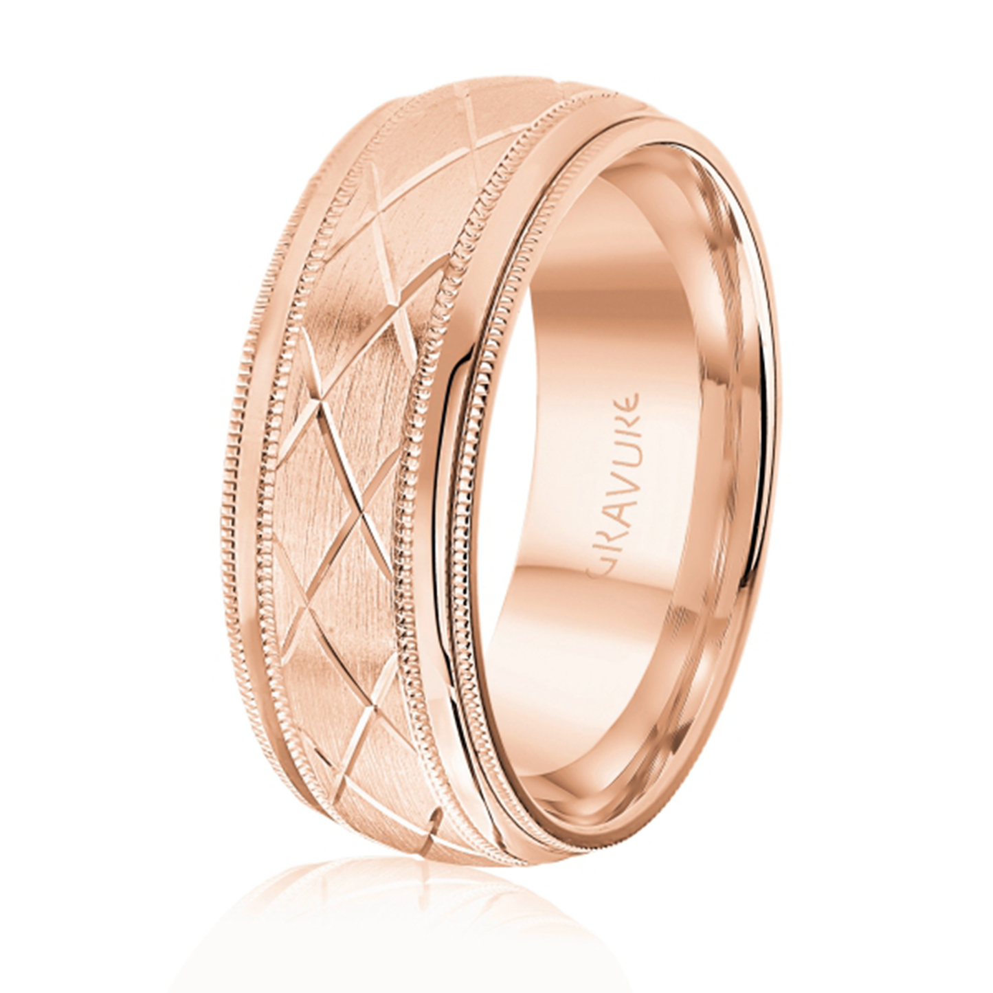 Satin Milgrain Lattice Pattern 8mm Band