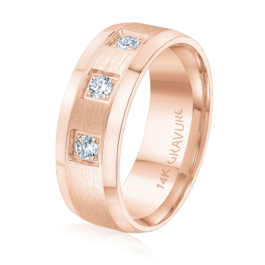 Three Stone Beveled Edge with Satin Center