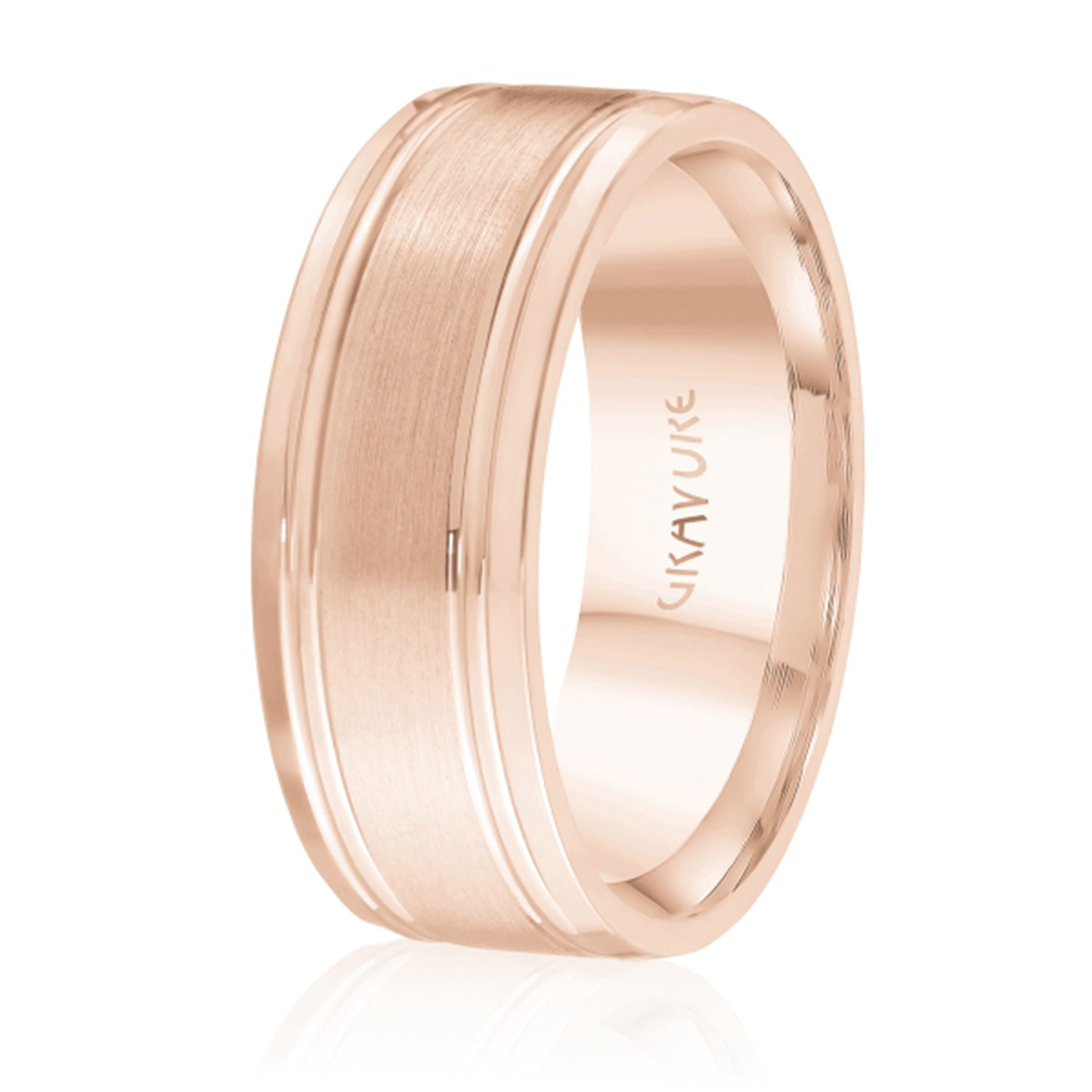 Raised satin center with parallel grooves