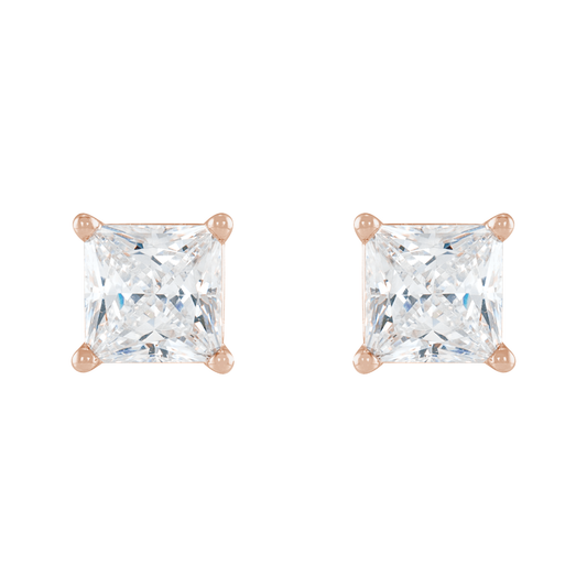 Princess-Cut Diamond Stud Earrings