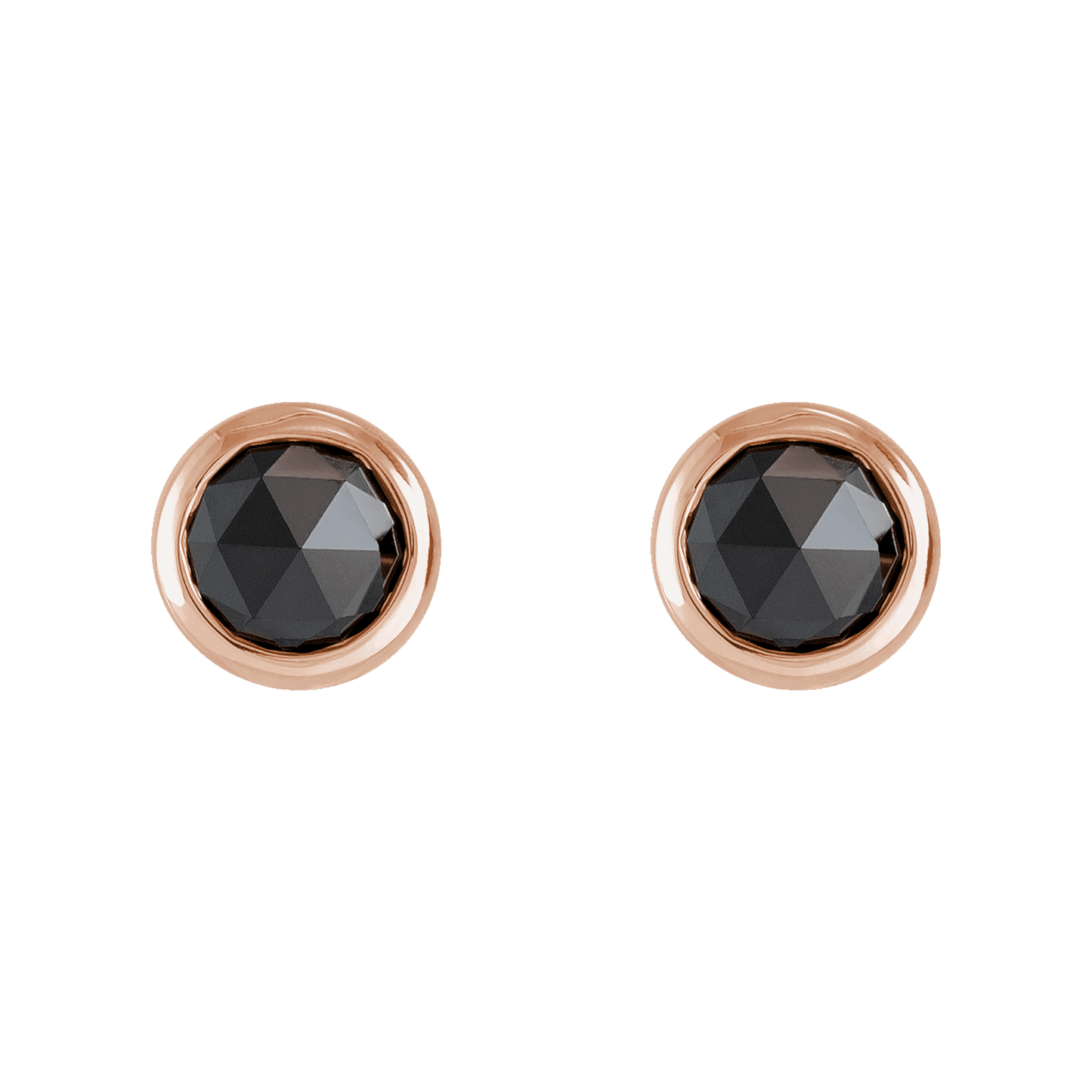 Rose-Cut Black Diamond Stud Earrings