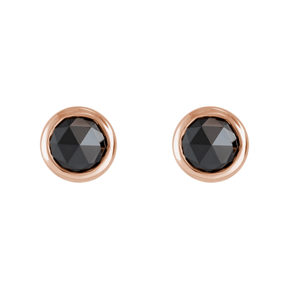 Rose-Cut Black Diamond Stud Earrings