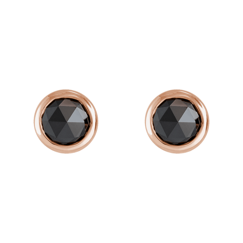 Rose-Cut Black Diamond Stud Earrings