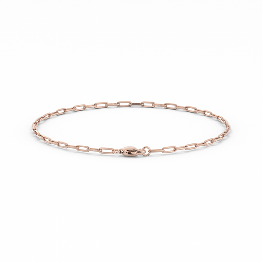 14K Rose Gold Paperclip Bracelet
