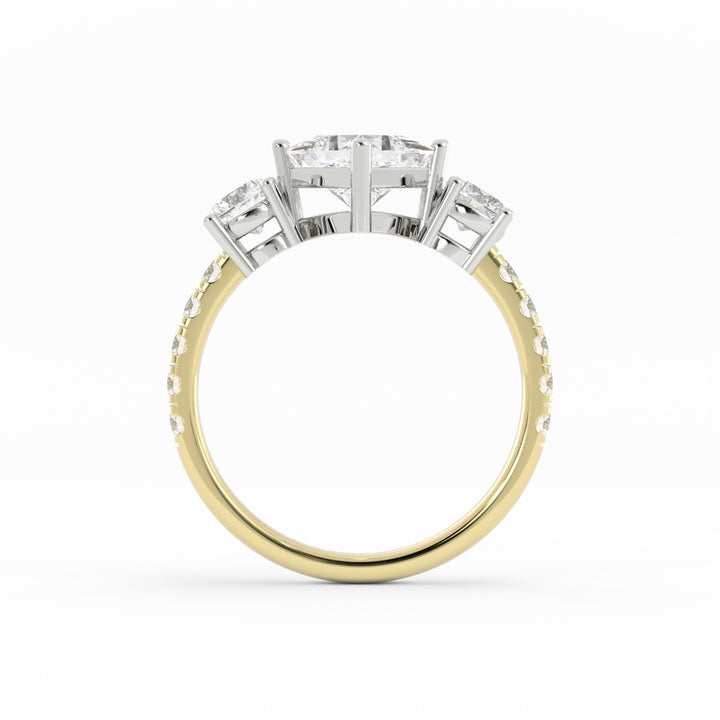 50% Down Payment, Sentimental 14K Yellow and 14K White Gold, Customer Diamond Center, Customer Diamond Melee, Custom Engagement Ring