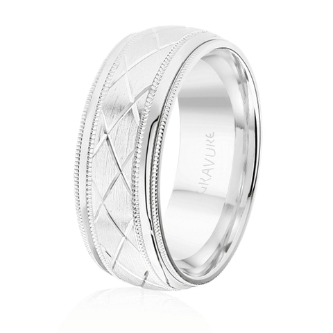 Satin Milgrain Lattice Pattern 8mm Band