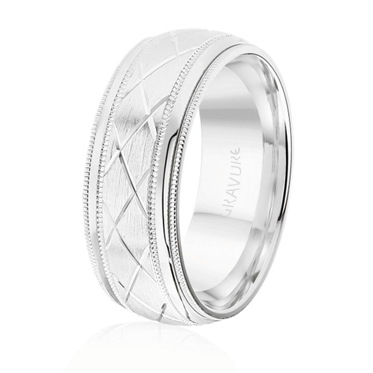 Satin Milgrain Lattice Pattern 8mm Band