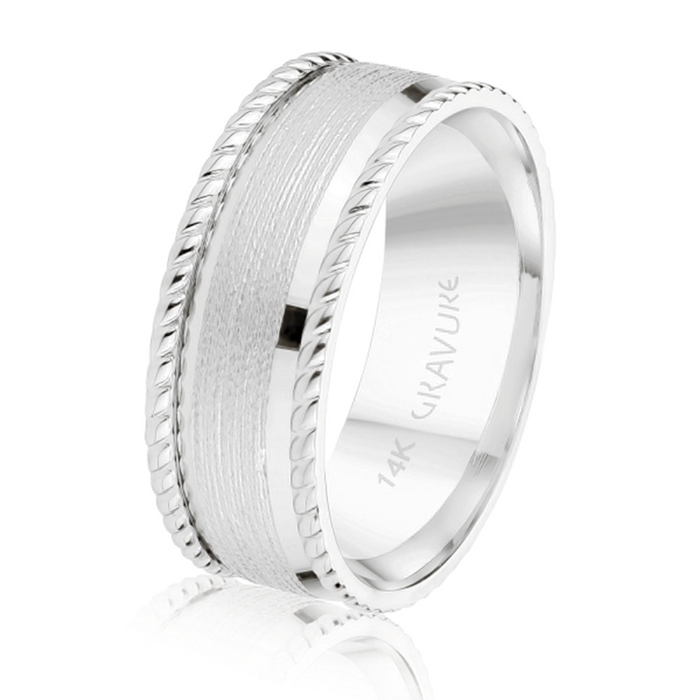 Brush Finish Rope Edge 8mm Band