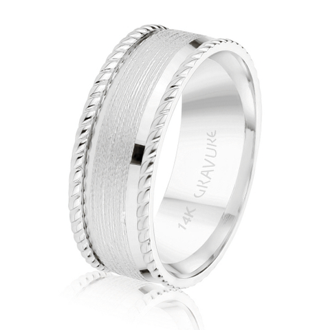 Brush Finish Rope Edge 8mm Band