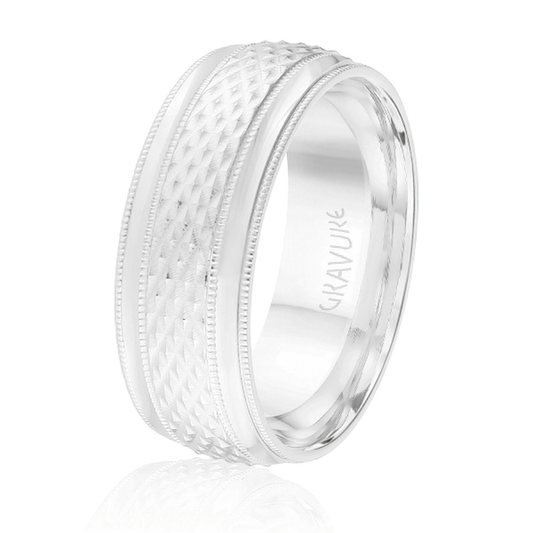 Textured diamond pattern center with millgrain edge