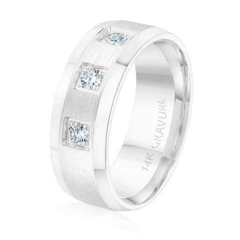 Three Stone Beveled Edge with Satin Center