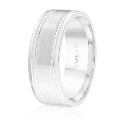 Raised satin center with parallel grooves