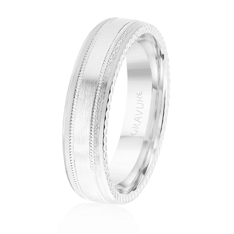 Satin center with millgrain outline and hidden edge detail